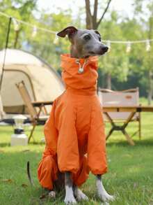 PINCOOL Adjustable High Collar Zip-Up Raincoat, Waterproof & UV Protection, Suitable For Whippet, Italian Greyhound And Other Pets - لون برتقالي - مشاهدة 5
