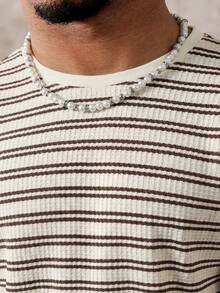 PAVTROS 男士条纹圆领休闲日常短袖T恤 - 彩色 - 查看 4