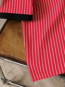 Manfinity Joysei Men's Round Neck Striped Cat Print Casual Versatile Daily Wear Short Sleeve T-Shirt - Red - View 4