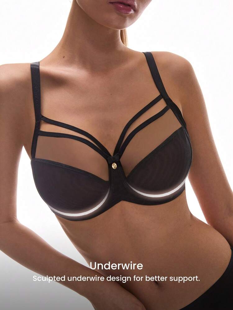 Unlined Full Coverage Side Support Mesh Bra