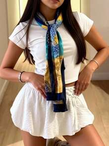 Rina Fox Váy xòe bồng bềnh phong cách đường phố tối giản mới cho mùa hè 2026, thích hợp cho việc đi làm. - trắng - Xem 4