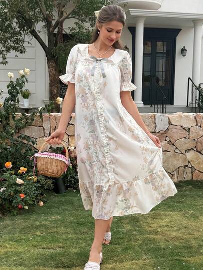 DAZY Áo ngủ nữ thanh lịch in hoa, thích hợp cho mùa hè.