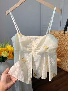 Comfortcana 2026新款春夏女式休闲碎花吊带背心沙滩装度假装女式春季服装女式夏季服装女式衬衫夏季上衣可爱衬衫 - 白色 - 查看 7