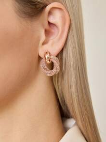 MOTF PREMIUM PRE ROSE GOLD BROKEN DIAMOND MESH DIAMOND GEOMETRIC EARRINGS - Rose Gold - View 3