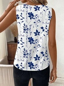 EMERY ROSE 大码夏季休闲印花无袖衬衫 - 彩色 - 查看 2