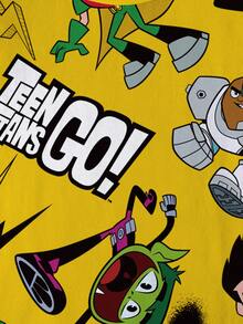 Teen Titans Go X SHEIN Tween Boy Cartoon Print Round Neck Short Sleeve Casual T-Shirt - White - View 5