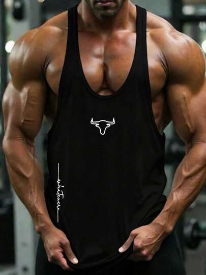 GymBeat Áo tank top nam in họa tiết thể thao năng động