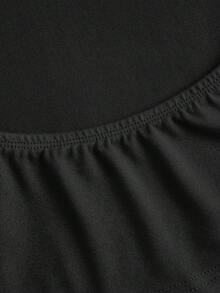 SHEIN EZwear 女士休闲简约V领短袖T恤，黑/蓝/白唇印图案，适合春夏旅行、度假、约会 - 彩色 - 查看 11