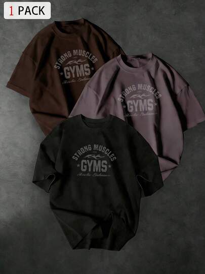 Sport MetroGents Camiseta deportiva de manga corta con cuello redondo y estampado minimalista para hombres