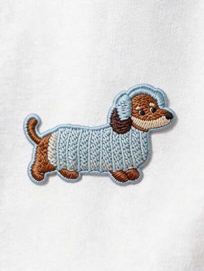 Manfinity Joysei เสื้อยืดแขนสั้นลายปักรูปสุนัขไส้กรอก, เสื้อยืดคู่รักลายสัตว์วินเทจตลก, เสื้อยืดคอกลมดีไซน์หลวมสำหรับผู้ชาย/ผู้หญิง