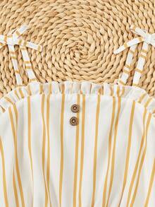 Genkimix Kids 3件套少女休闲度假可爱碎花条纹纯色连体衣，适合多子女家庭、海滩度假、户外玩耍、上学等场合。 - 彩色 - 查看 4