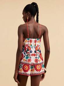 Travachic Women's Elegant Casual Vacation 2 Pieces Set - Red and White - View 2