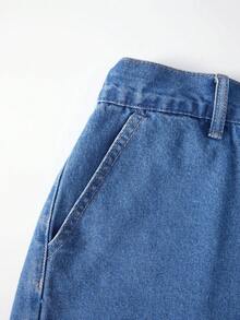 EMERY ROSE Quần short denim dáng rộng có dây rút dành cho nữ cỡ lớn, thích hợp cho mùa xuân/hè. - Rửa trung bình - Xem 5