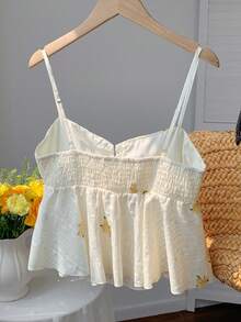 Comfortcana 2026新款春夏女式休闲碎花吊带背心沙滩装度假装女式春季服装女式夏季服装女式衬衫夏季上衣可爱衬衫 - 白色 - 查看 2