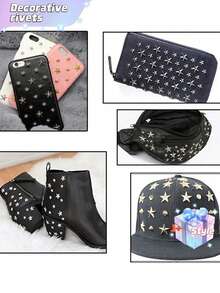 SHEIN 50 piezas de clavos decorativos en forma de estrella de cinco puntas para San Valentín, boda de San Valentín, cumpleaños, decoración de bodas - Plateado - Ver 6