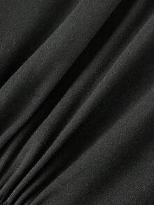 SHEIN MOD 女士休闲通勤纯色褶皱露背系带吊带背心，夏季 - 黑色 - 查看 6