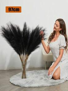 人造植物 仿真蒲苇 仿真蒲苇草 人造植物 100/80/50/20/15/10 株 55厘米/97厘米 黑色仿真蒲苇草，房间装饰 高大的仿真蒲苇花卉 大型仿真蒲苇草枝条植物，适用于客厅装饰落地花瓶，蒲苇草装饰，秋季装饰花瓶填充物，落地花瓶填充物，家居波西米亚风装饰 - 黑色 - 查看 10