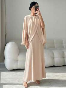 Modelyn 女士春季新款不对称上衣和长裙两件套 - 藕粉色 - 查看 5