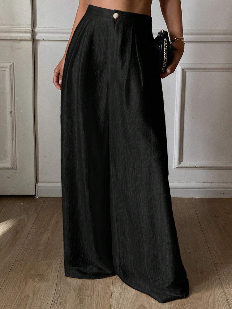 Women's Loose Wide Leg Pants, Elegant Vacation Wear, Spring & Autumn