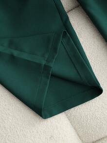 Franclia Petite Women's Casual Solid Color Minimalist Work Pants - Dark Green - View 4