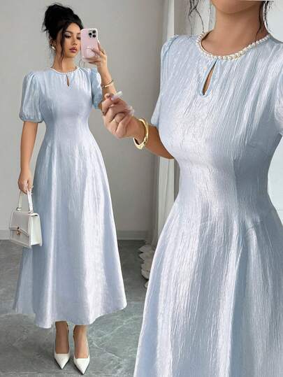 Modelyn Đầm bóng bẩy tay phồng thanh lịch dành cho nữ