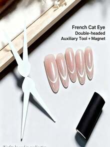 2件套 X形猫眼美甲磁铁套装，打造法式美甲，双头铁片磁性美甲配件工具，猫眼凝胶美甲辅助工具，美甲用品 - 彩色 - 查看 3