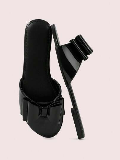 CUCCOO DOLLMOD Women Shoes Summer New Bow Decal Round Toe Flat Heel Casual And Comfortable Elegant Fairy Style Black And White Plus Candy Color Outer Wear