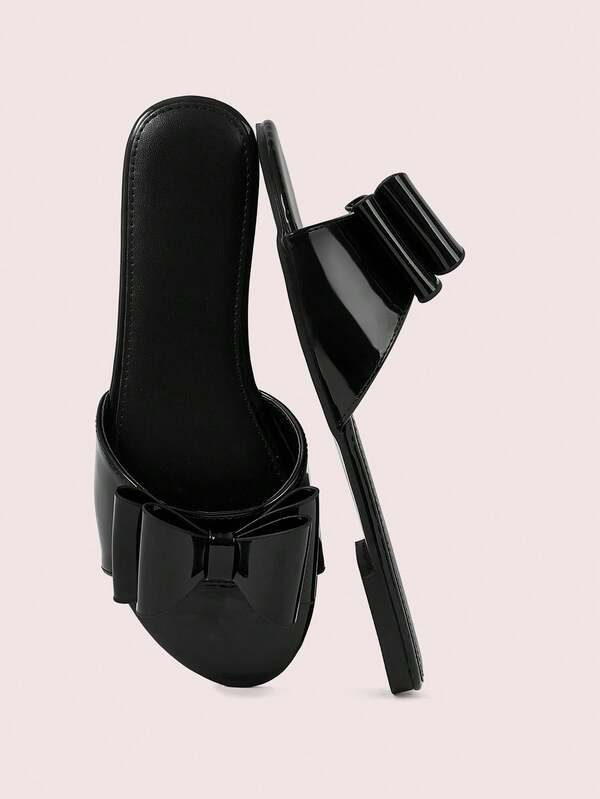 CUCCOO DOLLMOD 女士夏季新款蝴蝶结贴花圆头平底休闲舒适优雅仙女风黑白糖果色外套