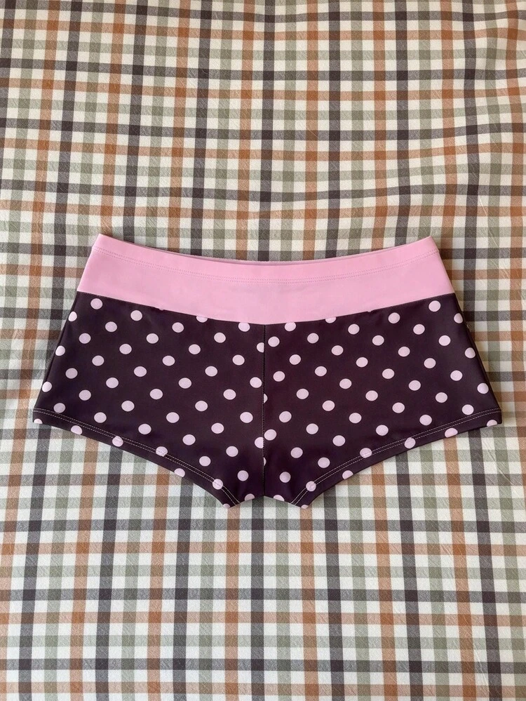 Women's High Waist Polka Dot  Printed Bikini Bottom, Spring/Summer,For Beach & Party & Wedding Polka Dot Swimwear Outfit For Beach For Women Polka Dot Bathing Suits For Women Bathing Suits For Women Polka Dot Beach Outfit For Women Swimwear Polka Dot Swimsuit Swim Suit Sets Bathing Suit For Women Set Swim Wear For Women Set Polka Dot Bikini Sets - Multicolor - View 3
