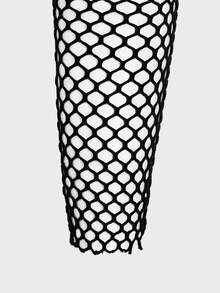 WENEZON 男士纯色圆领镂空性感百搭日常长袖连体衣 - 黑色 - 查看 7