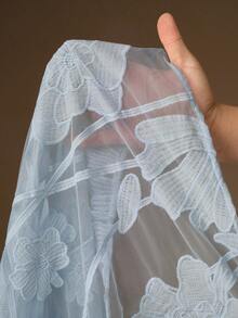 Anewsta Áo kiểu nữ thanh lịch, chất liệu jacquard mỏng, màu xanh nhạt. - Màu xanh lam - Xem 8