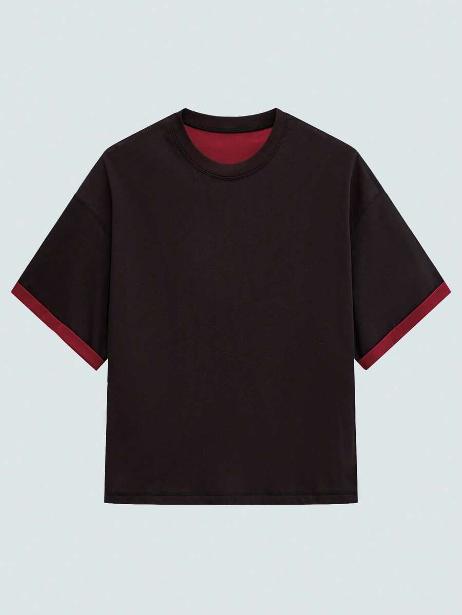 Modcrash 二合一双面薄荷绿T恤，轻盈快干宽松短袖，2025年春夏新品 - 黑色 - 查看 1