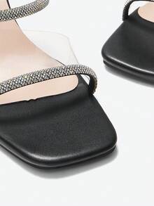 Eladyva Giày sandal cao gót thời trang và thoải mái dành cho nữ mùa xuân/hè, thích hợp cho các buổi tiệc và liên hoan, ngày Valentine. - màu đen - Xem 6