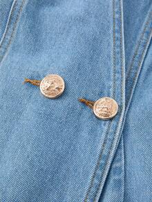 GlowEve 女士V领无袖牛仔连衣裙 - 中等水洗藍 - 查看 4