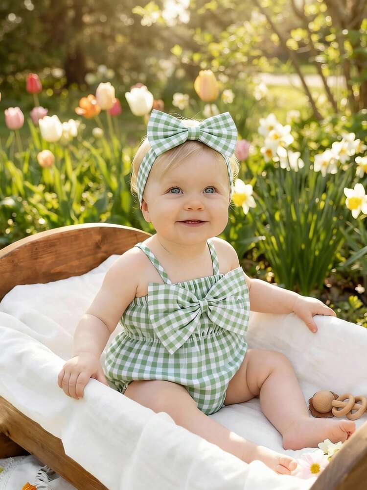 SHEIN Vintaside Kids 2pcs/Set Baby Girls' Fashionable Cute Striped
