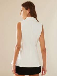 Aveloria Rosie Áo khoác vest mỏng không tay, cổ chữ V, vạt xếp ly, kiểu dáng thanh lịch, chuyên nghiệp dành cho nữ, hàng mới về. - trắng - Xem 2