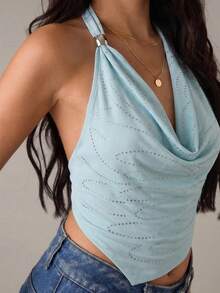 Zyxie 女士性感露背吊带背心 - 淺藍色 - 查看 4