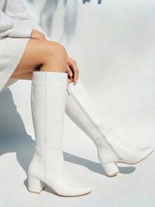 Botas para dama Tacón bajo Clásicas Formales - Blanco - Ver 3