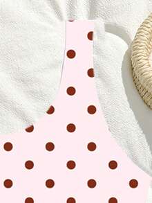 SHEIN Bộ đồ bơi liền thân cho bé gái tuổi teen, kiểu dáng dễ thương, màu hồng và nâu chấm bi, chất liệu vải dệt kim, không tay, thời trang và thanh lịch, phù hợp cho bơi lội, kỳ nghỉ hè, bãi biển, hồ bơi và các bữa tiệc. - Màu Hồng baby - Xem 4