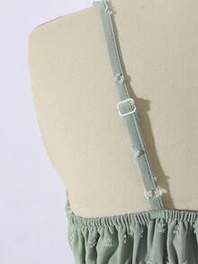 SHEIN Đầm hai dây màu xanh lá cây dệt jacquard dành cho bé gái, thời trang và thanh lịch, thích hợp mặc hàng ngày, dự lễ tốt nghiệp, đám cưới và các dịp khác. - màu xanh lá - Xem 5