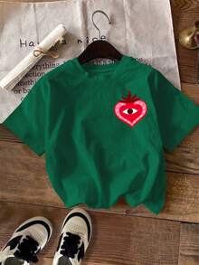 EMERY ROSE Camiseta de mujer, camiseta gráfica de manga corta de estilo casual de calle, linda blusa de verano - Verde - Ver 2