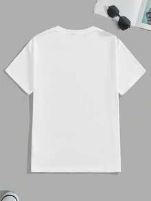 Manfinity Joysei 男士休闲樱花印花T恤，夏季 - 白色 - 查看 4