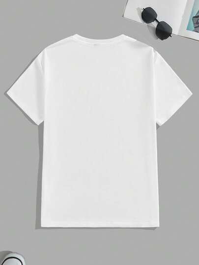 Manfinity Joysei Camiseta casual de hombre con estampado de flores de cerezo, verano