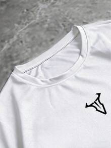 Sport MetroGents 男士圆领牛皮印花休闲百搭日常运动T恤 - 黑色 - 查看 5