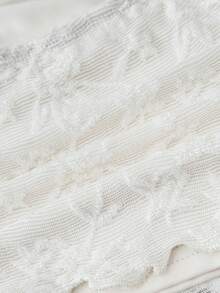 少女优雅甜美背心和吊带衫，配套围巾，杏色褶皱腰部蕾丝短款上衣 - 杏色 - 查看 6