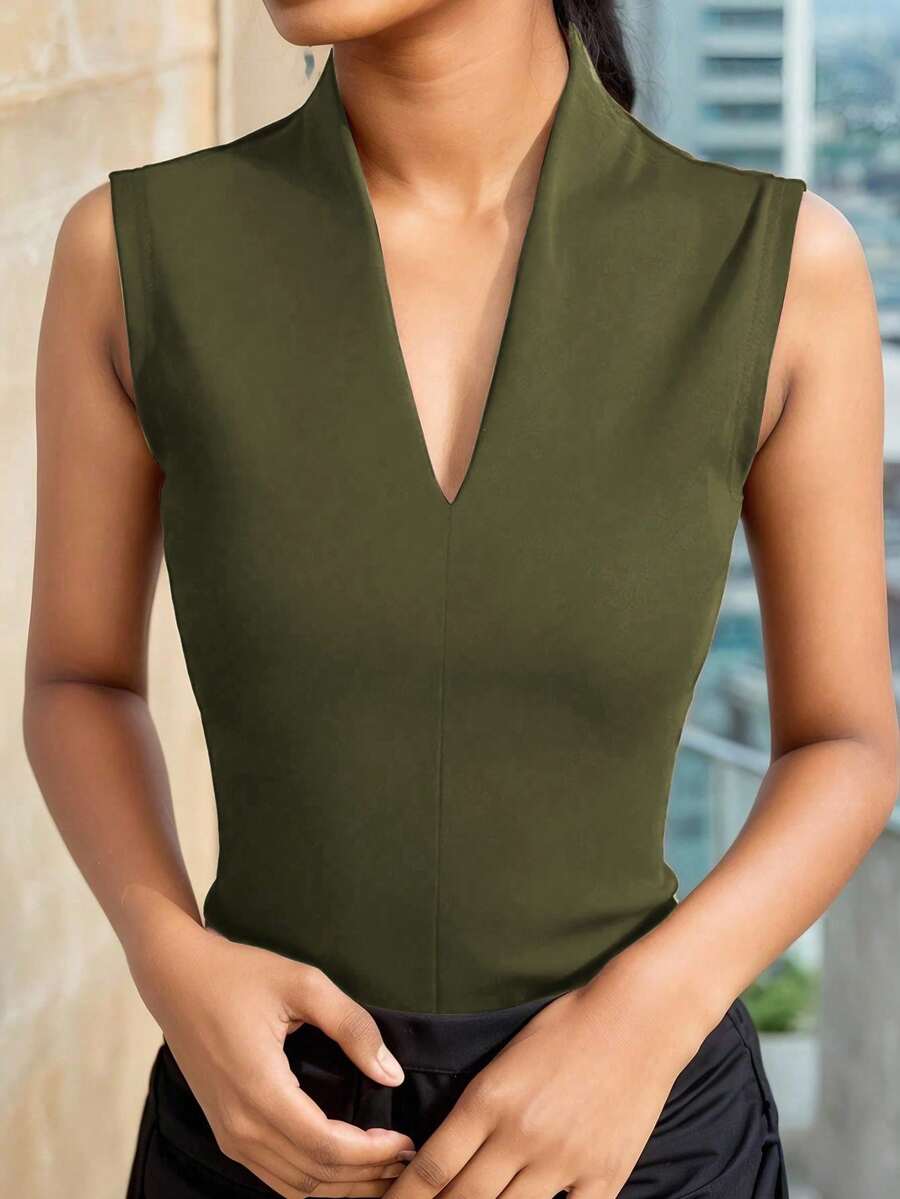 EMERY ROSE Camiseta de tirantes ajustada de unicolor para mujer para ir al trabajo