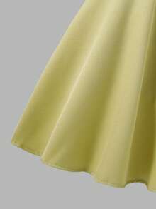 SHEIN Chân váy maxi dáng chữ A kiểu Pháp, cổ áo đính kim cương, chất liệu vải dệt jacquard, cạp cao ôm sát thanh lịch, thời trang và duyên dáng cho các cô gái tuổi teen mùa hè. - Hồng - Xem 5