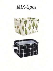 1pc Christmas Mini Lingerie Storage Box, Linen Storage Box, Desktop Organizer, Cosmetic Storage Basket, Lingerie Storage Basket, Autumn/Winter Fabric Storage Box, Highly Functional, Suitable For Year-End Stocking, Halloween Clothing, Socks, And Wardrobe Storage, Foldable Storage - Multicolor - View 7