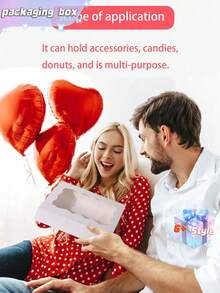 SHEIN 20PCS/10PCS/1PC Window Cake Box Biscuit Box With Window Bread Box Cake Box Pretzel Box Suitable For Wedding Baby Shower Party Christmas - Multicolor - View 8