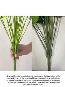 1 planta artificial de plástico, ramas de hojas artificiales, adecuada para bodas, decoración del hogar, regalos, etc. - Verde - Ver 5
